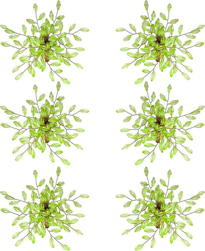 Napkin Rings Set of 6 for Dining Table Decoration Parties Everyday Metal Napkin Holder Leaf Green (Pack of 6)