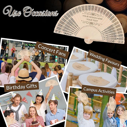 100 PCS Custom Fans Personalized Folding Fans for Line Dancing Wooden Hand Fan Wedding Favors Gift for Guests Personalized Fans for Events