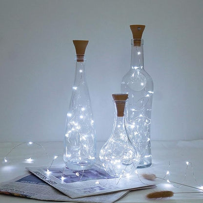 Upgraded 8 Pack Solar Wine Bottle Lights, 20LED Silver Wire Cork Lights Waterproof Fairy Lights for Liquor Bottles Crafts Party Wedding Halloween Christmas Decor(Cold White)