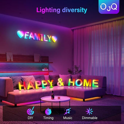 OJQ Light Up Letters LED Letter - Bedroom Lighted Colorful Alphabet Letter Music Sync Color Change - Christmas Birthday Gifts for Girl - Teen Girls Room Decor Gifts Party Home Wall Bedroom Decor