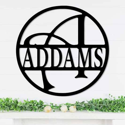 Personalized Metal Name Signs, Split Letter Monogram Wall Decor, Custom Last Name Sign, Family Name Sign for Outdoor, Personalized Wedding Gift, Garden Decor, Metal Wall Art, Housewarming Gift (MonogramDesign_3)