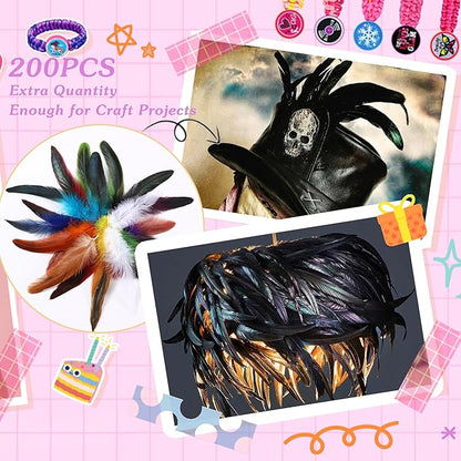 SOGUGOM Purple Rooster Tail Feathers - 200 pcs 5-7 inch Craft Bulk Feathers for Mardi Gras, Costume and Party(Purple)