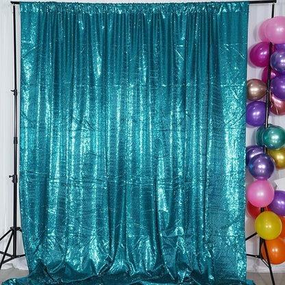 Poise3EHome 8Ft x 10Ft Teal Sequin Backdrop, Glitter Thick Satin Sequin Background Drapes,Sequence Xmas Thanksgiving Backdrop for Wedding Party Holiday Festival Decor