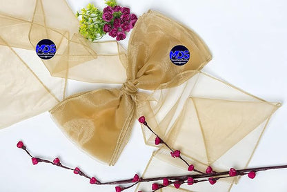 MDS Pack of 125 PCS Organza Chair Sashes Wider Dining Chair Bows Ribbon Tie Back for Wedding Party Birthday Bridal Shower Reception Event Banquet Home Chair Cover Decoration - Champagne Gold