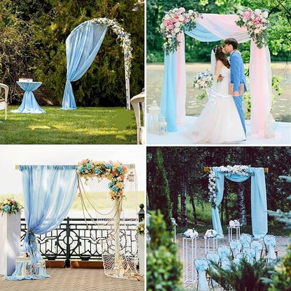4 Panels Wedding Arch Draping Fabric 28" x 20Ft Chiffon Wedding Arch Drapes Chiffon Fabric Drape Sheer Backdrop Curtain for Weddings Party Ceremony Birthday Reception Backdrop Ceiling Décor(Baby Blue)