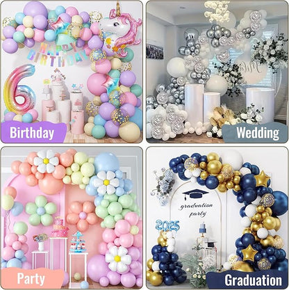AerWo [Upgraded] Balloon Arch Kit 8.2ft+6ft, Gold Half Balloon Arch Stand with Base, Free Bending Top Curve Balloon Arch Frame Stand for Floor Birthday Wedding Halloween Decorations