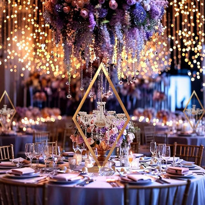 4PCS Elegant Metal Diamond Candle Holder - European Wedding Table Decor, Romantic Candle Stand for Western Dining, Perfect Wedding Prop & Home Decoration