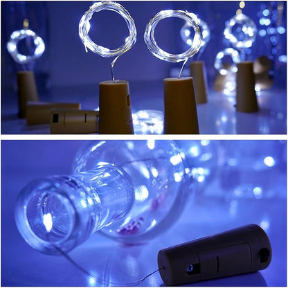 Wine Bottle Lights with Cork 15Pack 10 LED 40 Inches Battery Operated Silver Wire Liquor Fairy Mini String Lights for Party Christmas Halloween Wedding Decoration