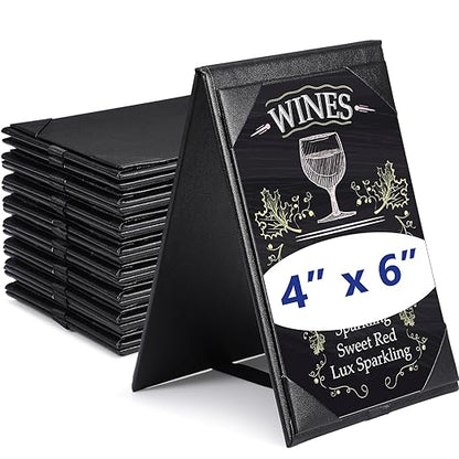 Gerrii Leatherette Table Tents Black PU Leather Menu Covers Bulk Double Sided Frame Sign Holders 2 Side Drink Dessert Menu Folders for Restaurant Coffee Cafe Bar Wedding Supplies(8 Pack,4 x 6 Inch)