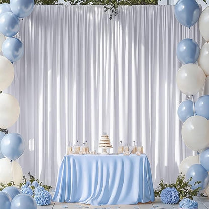 20ftx12ft Wrinkle Free White Backdrop Curtain, 4 Panels 12FT Height White Wedding Backdrop Drapes, Silky Polyester Back Drop Cloth for Birthday Photography Background Party Backdrop Draping