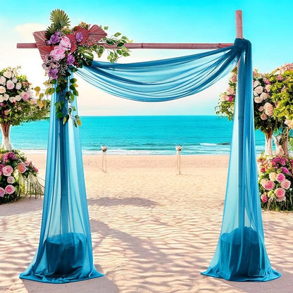 MDS Halloween Chiffon Draping Fabric - 2 Panel, 30" Wide x 100ft Long - Sheer Spooky Arbor & Canopy Drapery for Haunted House Backdrops, Party Ceilings, DIY Costumes & Themed Events - Dark Teal