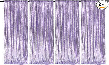 JYFLZQ Lavender Sequin Backdrop Curtains 2ft x 8ft 4 Panel Glitter Photo Booth Backdrops Sparkly Photography Background Drapes for Parties Wedding Bridal Showers