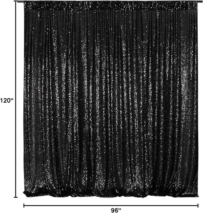 Poise3EHome Black Sequin Backdrop,8FT x 10FT Sequin Photography Backdrop Curtain for Party Decoration