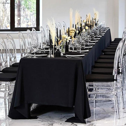 8 Pack Black Tablecloths 60 x 126 Inch Rectangular Table Cloths for Rectangle Tables 8ft, Wrinkle Resistant Black Table Cloth Washable Polyester Fabric for Buffet Wedding Party Banquet