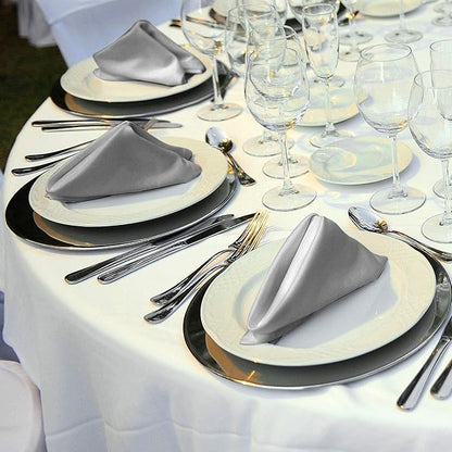 ANECO 12 Pieces Satin Napkins Soft Dinner Napkins Square Table Napkins 17 x 17 Inches for Restaurant Weddings Party Dinner Decoration (Grey)