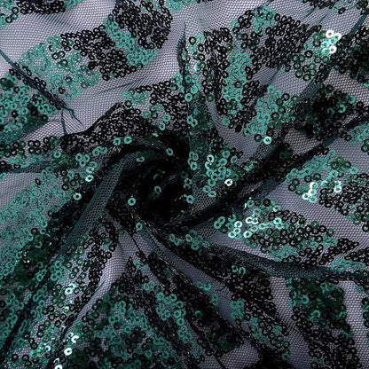 Efavormart 90"X132" Hunter Emerald Green Sparkly Sequin Geometric Tulle Rectangular Tablecloth