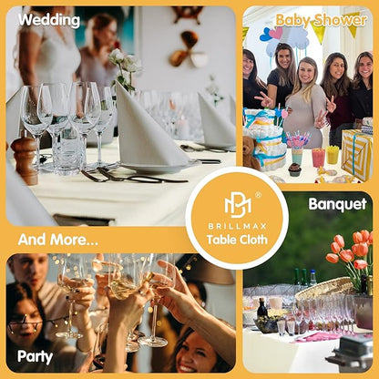 BRILLMAX 6 Pack Ivory Tablecloths for 6 Foot Rectangle Tables 90 x 132 Inch - 6ft Rectangular Bulk Linen Polyester Fabric Washable Cloth Cover for Wedding Reception Banquet Birthday Party