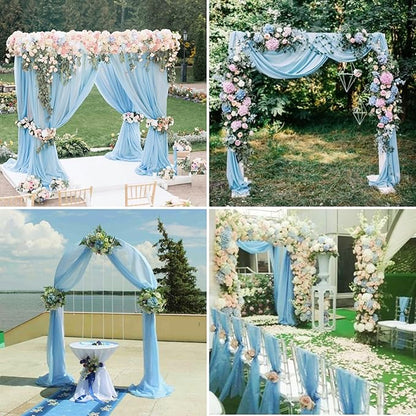 8 Panels Wedding Arch Draping Fabric 28"x20Ft Wedding Arch Drapes Chiffon Fabric Drape Sheer Backdrop Curtain for Nuptials Party Swag Ceremony Birthday Arbor Drapery Reception Ceiling Décor(Baby Blue)