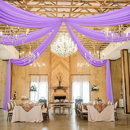 DUOBAO Lavender 5x20ft Chiffon Drapes | Elegant Sheer Wedding Backdrop Curtains | Perfect for Tent, Banquet Hall, and Photography