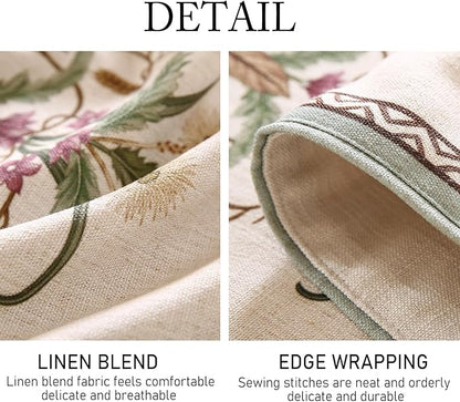 ISAENNE Designer French Country Linen Table Runner 87 Inches Long,Elegant Colorful Floral Pattern Table Runners for Dining Tables,Thanksgiving,Christmas,Kitchen Decor,12"*87"-Serenity F
