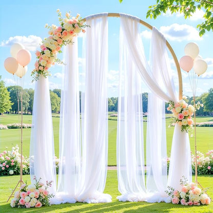 Wedding Arch Draping Fabric Backdrop 1 Panel 60" x 26Ft White Arch Drapes Curtains for Wedding Reception Sheer Tulle Backdrop Curtain for Ceremony Birthday Party Arbor Ceiling Decorations