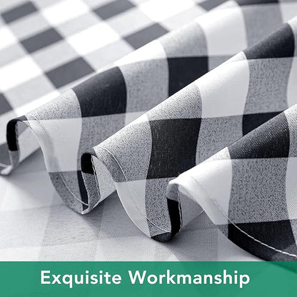 Biscaynebay Fabric Round Tablecloths 60", Black/Grey Scottish Plaid Table Cloth Small Circle Folding Table Covers Water Resistant for Dining, Kitchen, Wedding & Parties, etc