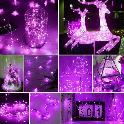 pozzolanas 24 Pack Pink Battery Operated String Lights - 7ft Waterproof Fairy Lights with 20 LEDs for Home, Mason Jar, Party, Wedding, Halloween, Christmas Decorations