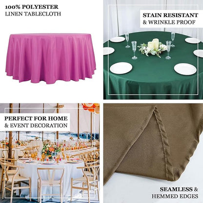 Efavormart Round Tablecloth, 132 Inch Stain & Wrinkle Resistant Washable Table Cloth, Decorative Polyester Fabric Table Cover for Banquet, Wedding, Dining- Hunter Green
