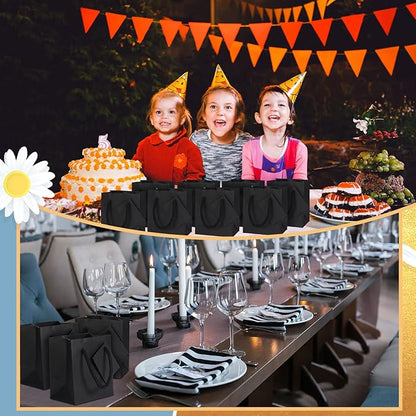 Sherr 100 Pack Mini Gift Bags Bulk, 4 x 2.75 x 4.5 Inches Paper Bags with Tags, Extra Small Paper Gift Boxes with Handles for Birthday, Party Favors, Weddings, Small Business(Black)