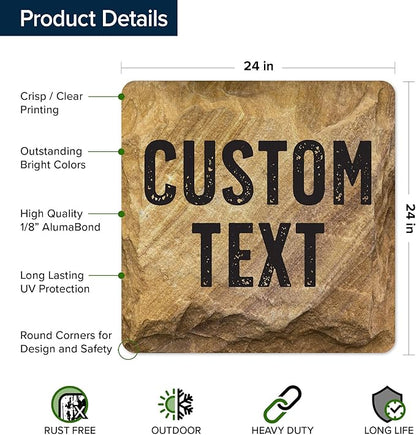 Custom Sign, Custom Street Sign, 11 Font Colors, 13 Font Styles, 4 Hole Options, 22 Sizes, 24x24 Inches, Rust Free DiBound, Fade Resistant, Made in USA by My Sign Center (Stone)