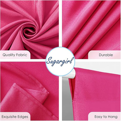 Sugargirl 10x10FT Fuschia Backdrop Curtains Polyester Photo Backdrop Drapes Curtains 2 Panels with Rod Pockets for Party Birthday Wedding Photography Home Decoration