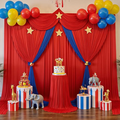 10x10ft Wrinkle Free Red Backdrop Curtains for Parties, 2 Panels 5x10ft Silky Polyester Photo Backdrop Drapes Back Drop Cloth for Wedding Birthday Photography Baby Shower Background Decor