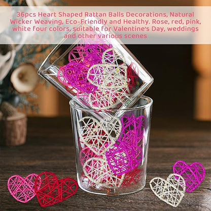36pcs Valentine's Day Rattan Balls Heart Balls Decoration for Home Decoration Valentine's Day