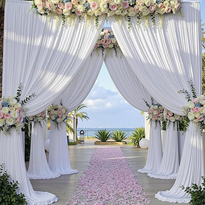 20×14 ft White Wrinkle Free Backdrop Curtain, Soft Silky Polyester Wedding Drapes 4 Panels 14ft Height Photo Backdrop Curtains for Parties Birthday Baby Shower Photography Background Cloth