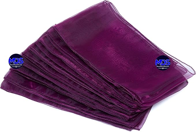 MDS Pack of 150 PCS Organza Chair Sashes Wider Dining Chair Bows Ribbon Tie Back for Wedding Party Birthday Bridal Shower Reception Event Banquet Home Chair Cover Decoration - Eggplant