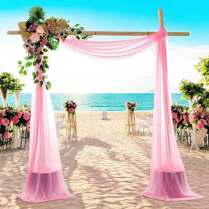 MDS Halloween Chiffon Draping Fabric - 1 Panel, 30" Wide x 75ft Long - Sheer Spooky Arbor & Canopy Drapery for Haunted House Backdrops, Party Ceilings, DIY Costumes & Themed Events - Coral
