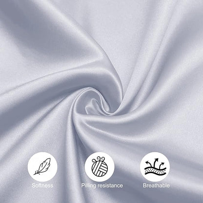 Horbaunal 30 Pack Silver Satin Napkins 17 x 17 Inch, Square Soft Table Dinner Napkins, Silky Cloth Napkins Table Decoration for Weddings Banquets Parties