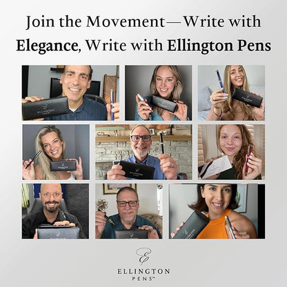 Ellington Pens Luxury Fountain Pen Set- Fountain Pens for Writing - Smooth Medium Nib - Includes Refillable Ink Converter, 3 Ink Cartridges [Black & Blue], Gift Box - Elegant Calligraphy