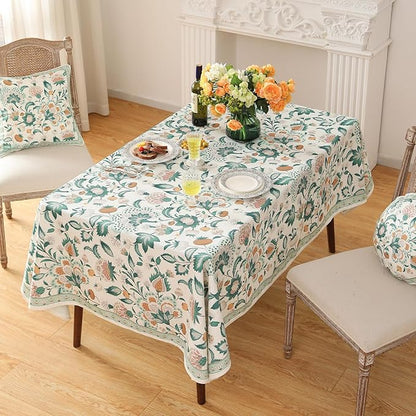 patdrea Designer Green Square Table Cloth,Vintage Italian Floral Durable Tablecloth,Country Linen Wrinkle Free Cover for Kitchen Dining,Christmas,Thanksgiving,Tea Party,67"x67"-Tree Life