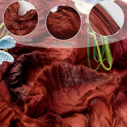 Cheesecloth Table Runner 10FT (35x120 Inch) - 10 Pack Terracotta Boho Gauze Fabric Cheese Cloth Table Runner Rustic Sheer Table Runners Cheesecloth for Wedding, Bridal Shower, Birthday Party Decor
