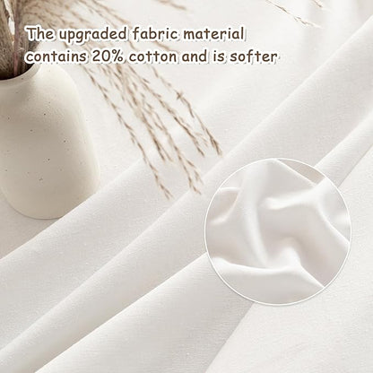 MYSKY HOME Table Cloth, Waterproof Tablecloths for Rectangle Tables, Cotton Rustic Tablecloths, White Table Coths Heavy Duty with Linen Tassels for Kitchen Dining, Party, Holiday, Christmas, 55''x86''