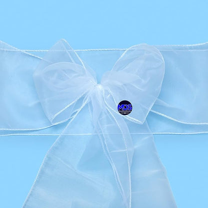 MDS Pack of 250 PCS Organza Chair Sashes Wider Dining Chair Bows Ribbon Tie Back for Wedding Party Birthday Bridal Shower Reception Event Banquet Home Chair Cover Decoration - White