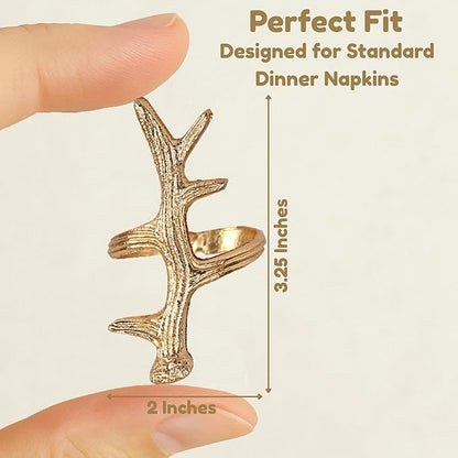 Lightweight Metal Napkin Rings Set of 12 - Napkin Rings Holder for Dinning Table Parties Dining Table, Weddings, and Special Events - Elegant Table Décor for Home & Restaurants (Gold) - CLEENTABLE