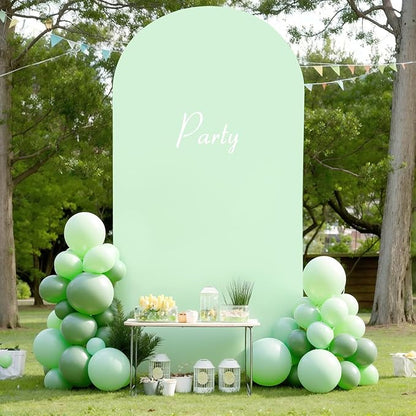 6FT Sage Green Arch Cover - Polyester Fitted Wedding Arch Stand Covers Round Top Chiara Arch Backdrop Cover for Birthday Party Banquet Photo Background Decoration