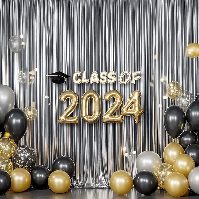 Outpain Thick 10 ft x 10 ft Black Silver Sequin Backdrop Curtain for Parties, Wrinkle Free Glitter Photo Backdrop Drapes 2 Panels 5x10ft Black Silver Back Drop Cloth for Wedding Photography Background