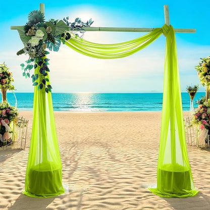 MDS Halloween Chiffon Draping Fabric - 2 Panel, 30" Wide x 40ft Long - Sheer Spooky Arbor & Canopy Drapery for Haunted House Backdrops, Party Ceilings, DIY Costumes & Themed Events - Parrot Green