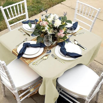 Fitable 6 Pack Square Tablecloths - 70 x 70 Inches - Stain Resistant and Reusable Table Clothes, Ivory Polyester Fabric Table Covers for Dining, Card Tables, Coffee Tables