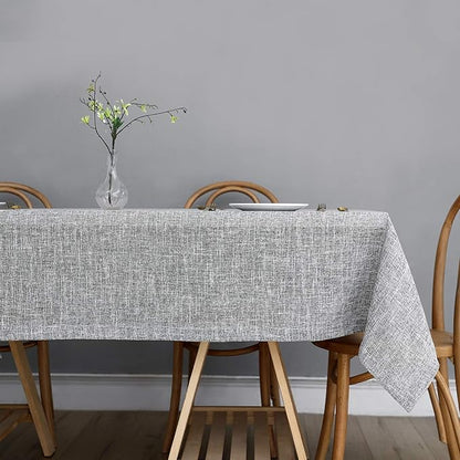 maxmill Flaxy Faux Linen Tablecloth with 2-Tone Slubby Yarn Texture Wrinkle Resistant Anti-Shrink Soft Table Cloth for Kitchen Dining Restaurant Tabletop Rectangle 60 x 120 Inch Light Gray