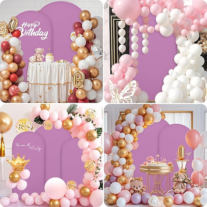 Wedding Arch Covers Arch Backdrop Cover Arch Stand Covers 7.2FT 6FT Set of 2 Arch Cover Spandex Fabric Stretchy Backdrop for Wedding Birthday Party Decoration Baby Shower (Lilac)