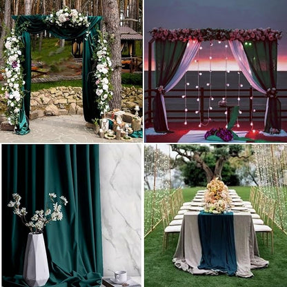 8 Panels Wedding Arch Draping Fabric 28" x20Ft Wedding Arch Drapes Chiffon Fabric Drape Sheer Backdrop Curtain for Weddings Party Ceremony Birthday Arbor Drapery Reception Ceiling Décor(Emerald Green)